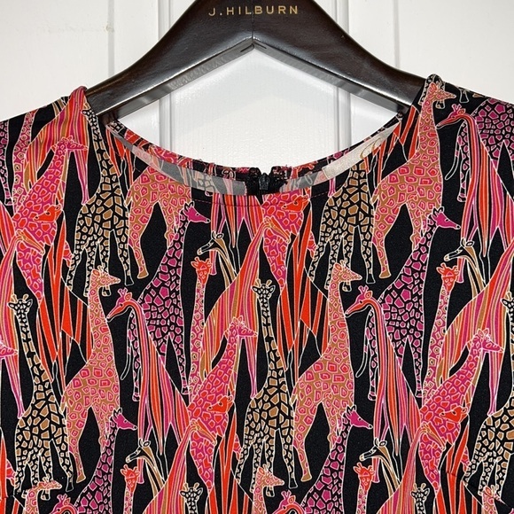 JB by Julie Brown Giraffe Long Sleeve Shift Dress Size Small Pink Black - Picture 5 of 12